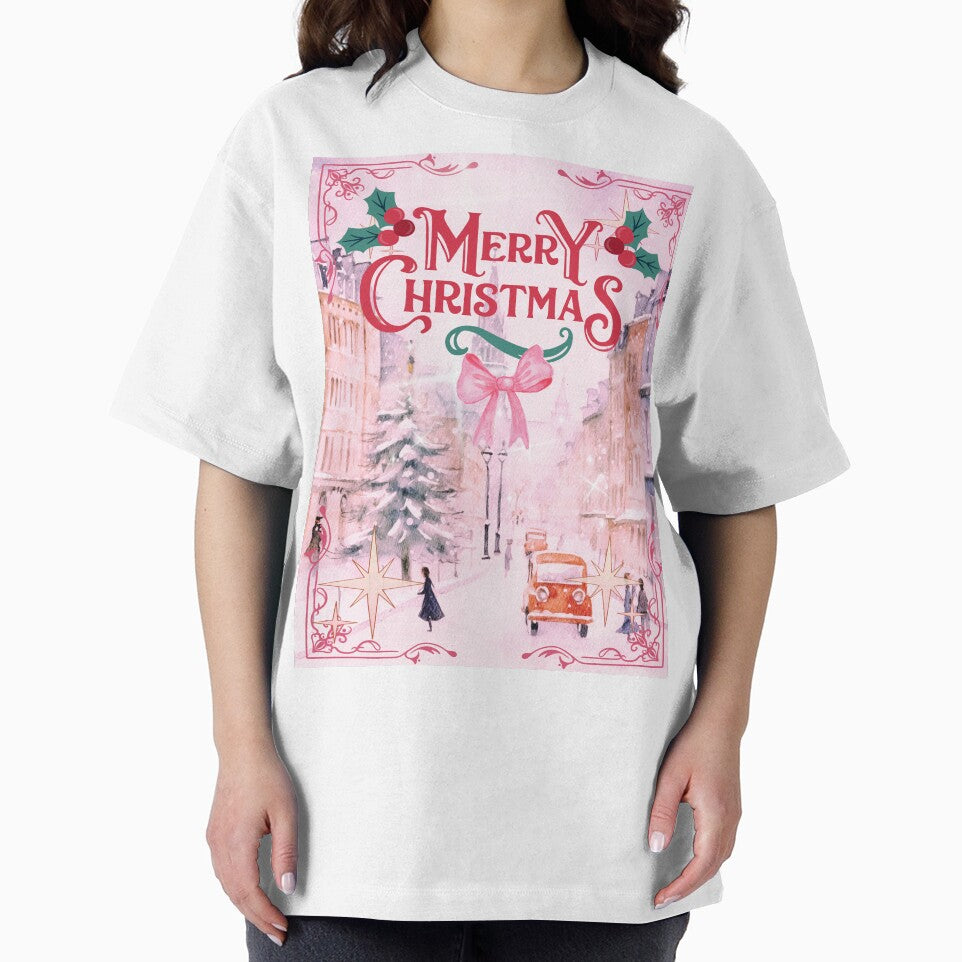 Merry Christmas - Pink Downtown Winter Wonderland by bowsbotanicals