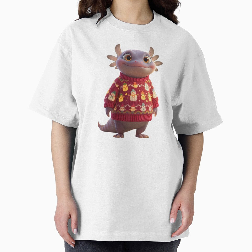 Kawaii Axolotl Christmas Sweater – Cute Smiling Salamander Holiday Gift by MadeByACJ
