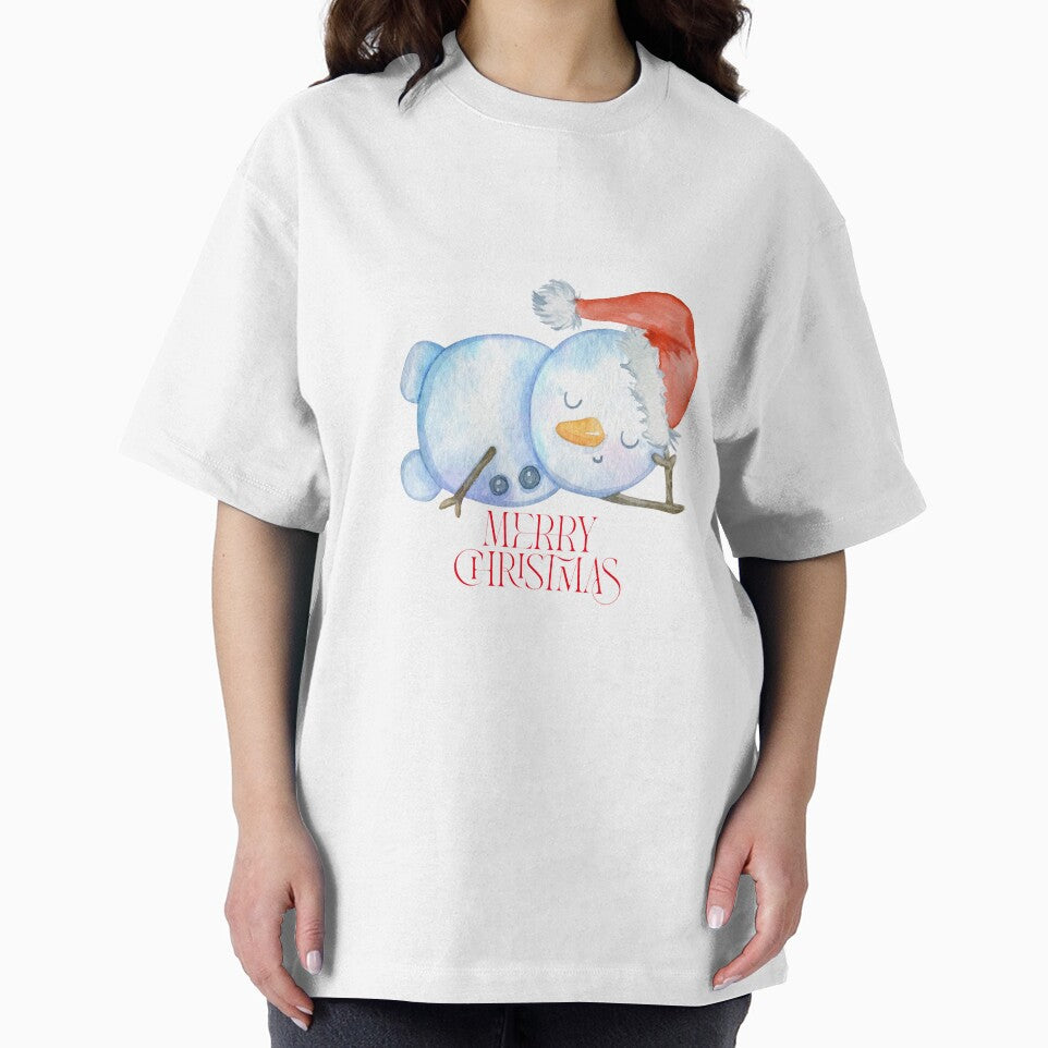 Watercolor Sleeping Christmas Snowman Design by     Sela Art