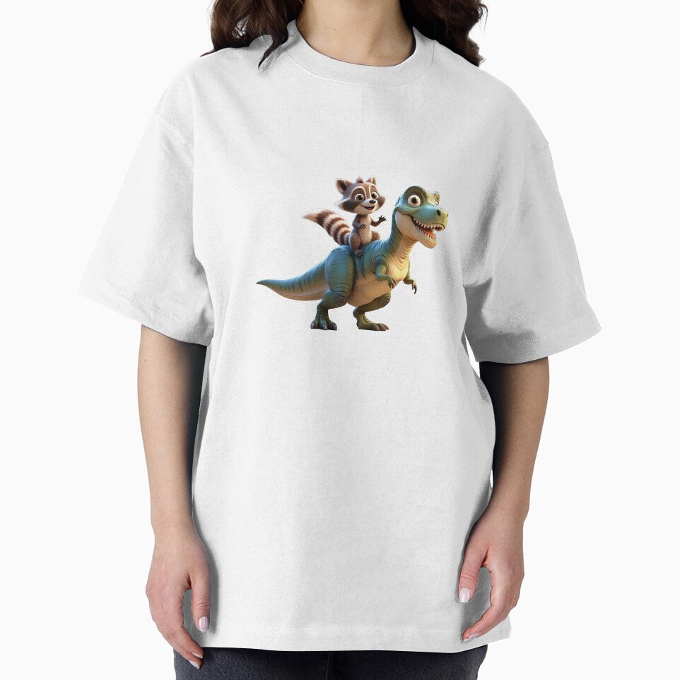 Raccoon Riding Dinosaur | Cute Prehistoric Adventure Animal Art by raccoonmerch