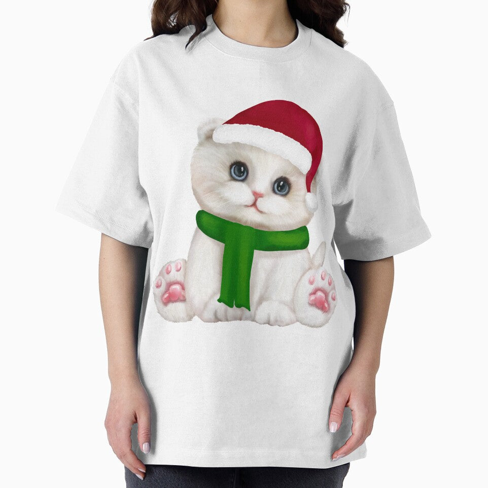 Christmas kitten little adorable cat with Santa's hat by adlydesigns