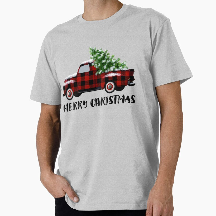 Buffalo Plaid Vintage Truck with Christmas Tree by CheriesArt