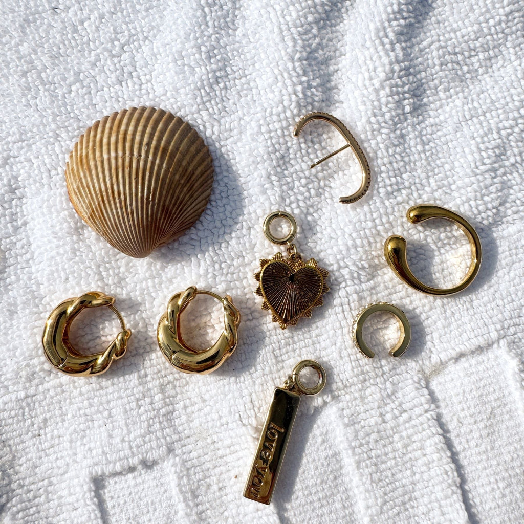 Gold Sunburst Heart Charm