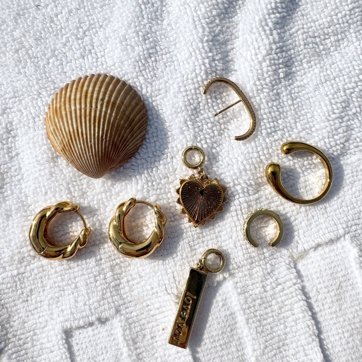 Gold Sunburst Heart Charm