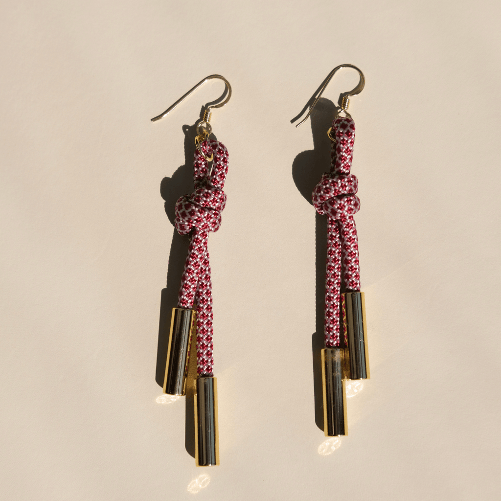 Maroon & White Denver Cord Earring