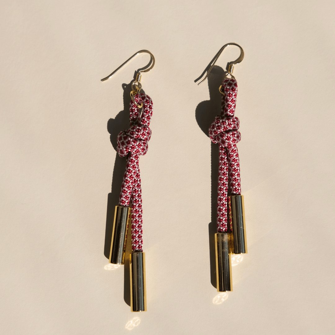 Maroon & White Denver Cord Earring