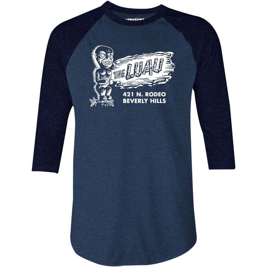 The Luau - Beverly Hills, CA - Vintage Tiki Bar - 3/4 Sleeve Raglan