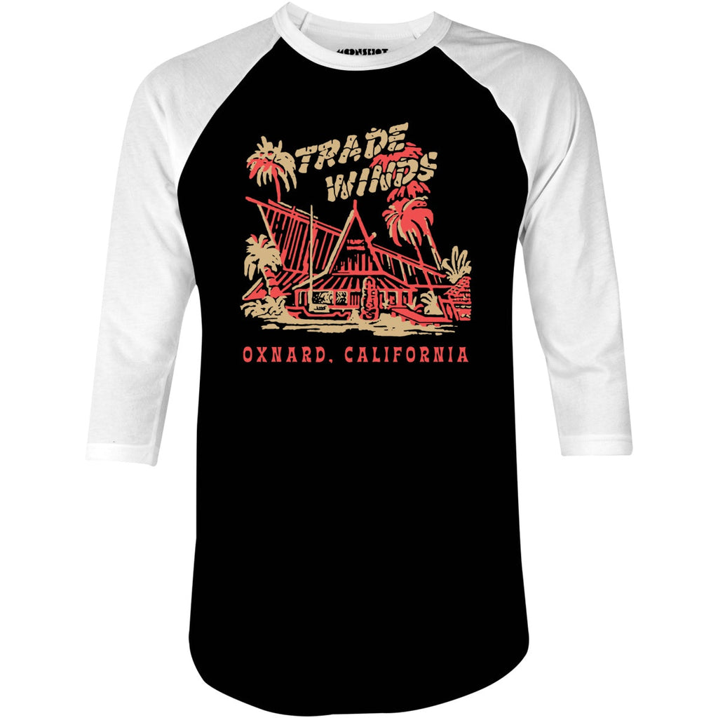 Trade Winds - Oxnard, CA - Vintage Tiki Bar - 3/4 Sleeve Raglan