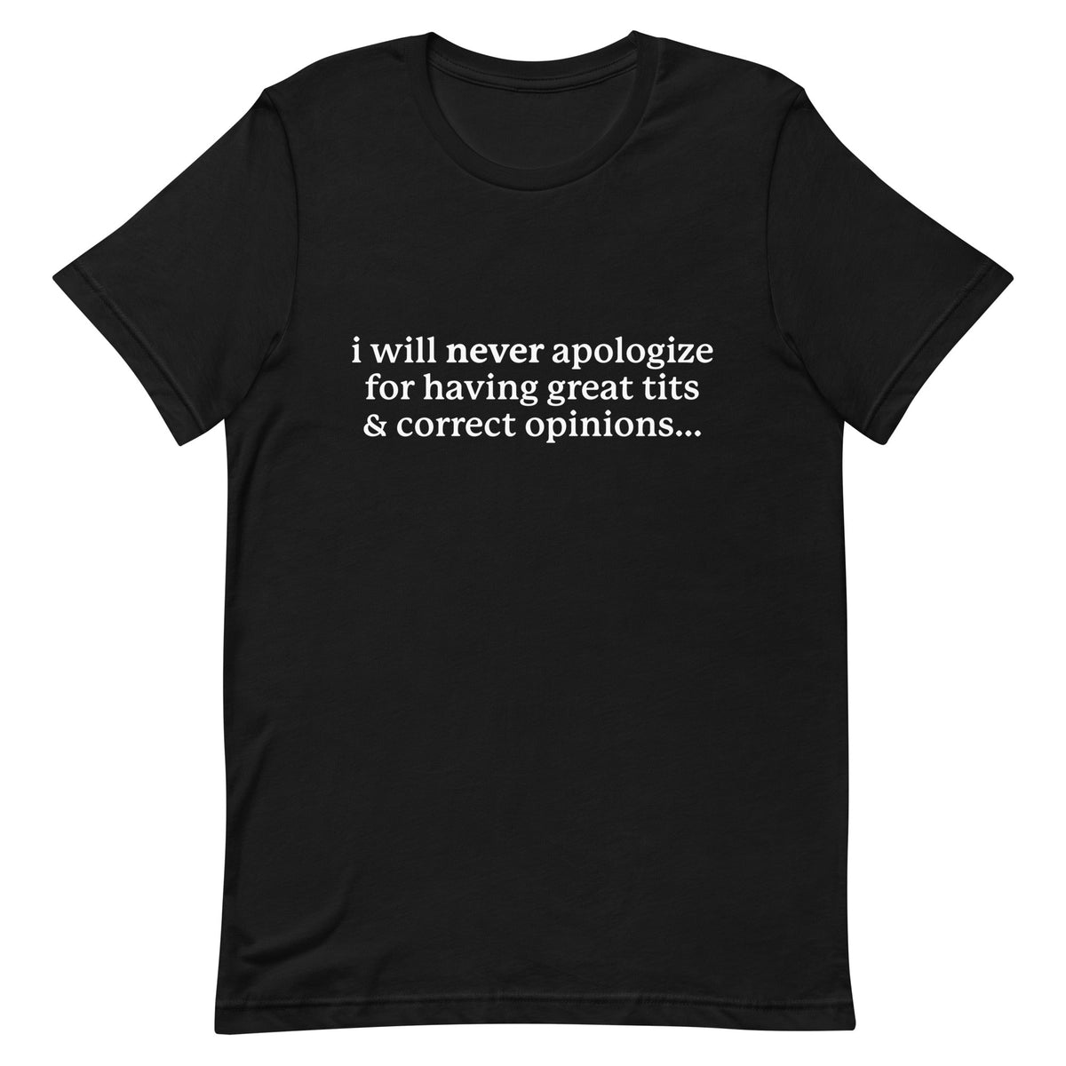 I Will Never Apologize (Great Tits & Correct Opinions) Unisex