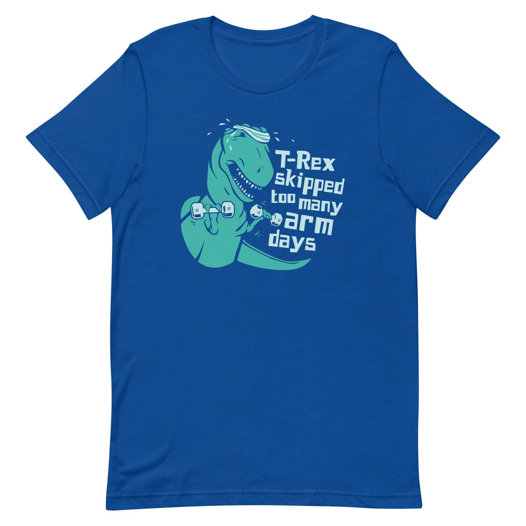 T-Rex Skipped Too Many Arm Days Men's Signature Tee