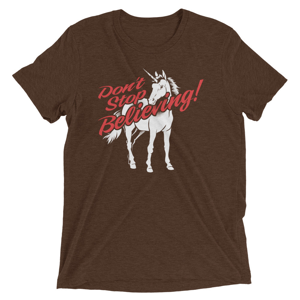 Don't Stop Believing Unicorn Men's Tri-Blend Tee