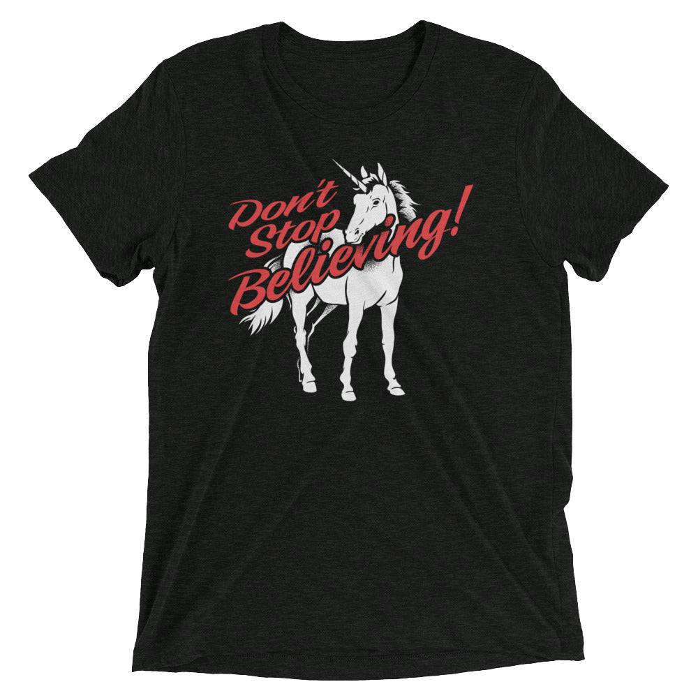 Don't Stop Believing Unicorn Men's Tri-Blend Tee