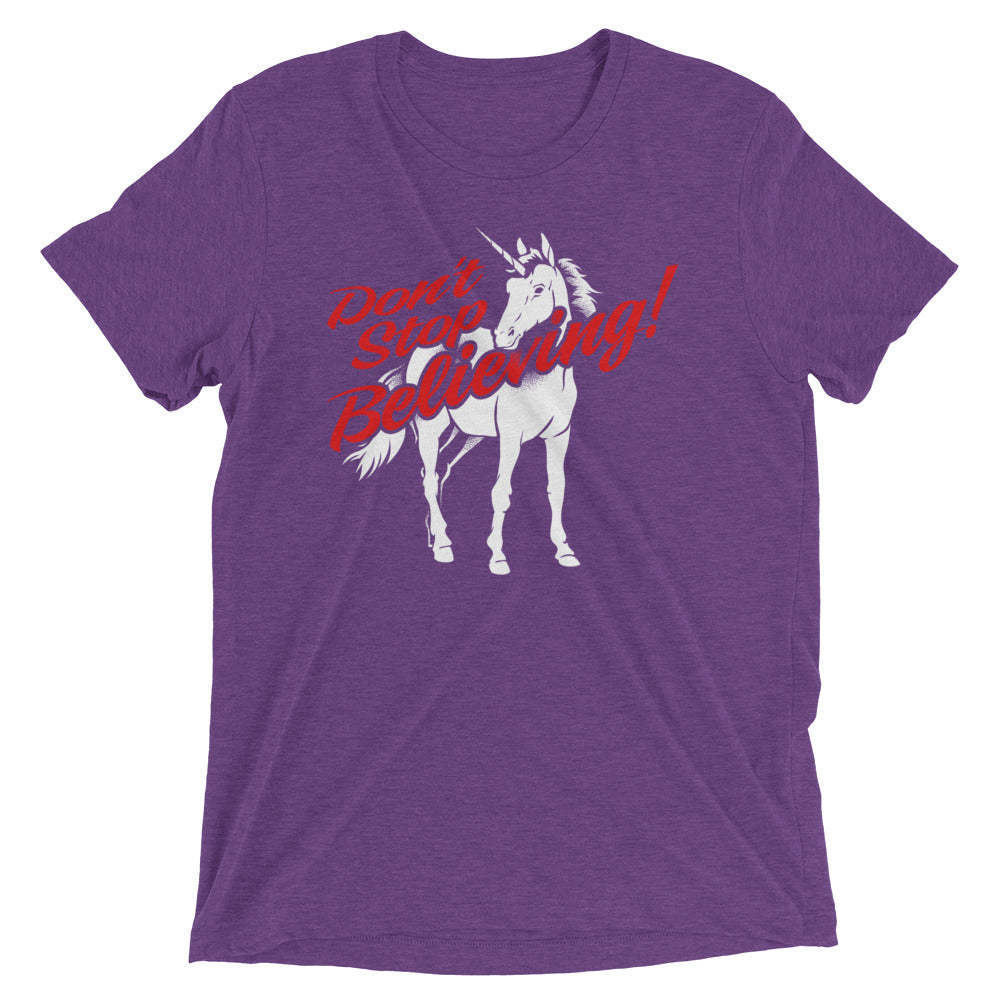 Don't Stop Believing Unicorn Men's Tri-Blend Tee