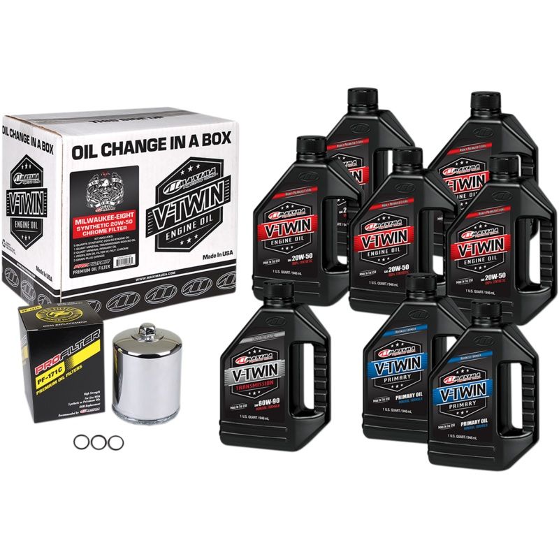 MAXIMA RACING OIL M8 Synthetic 20W-50 Oil Change Kit – Chrome Filter 90-129018PC