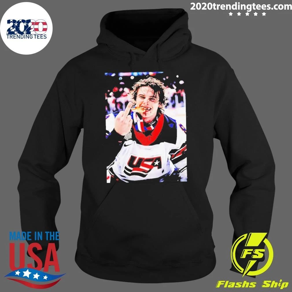 Jack Hughes Usa Hockey Middle Finger And Trophy Shirt
