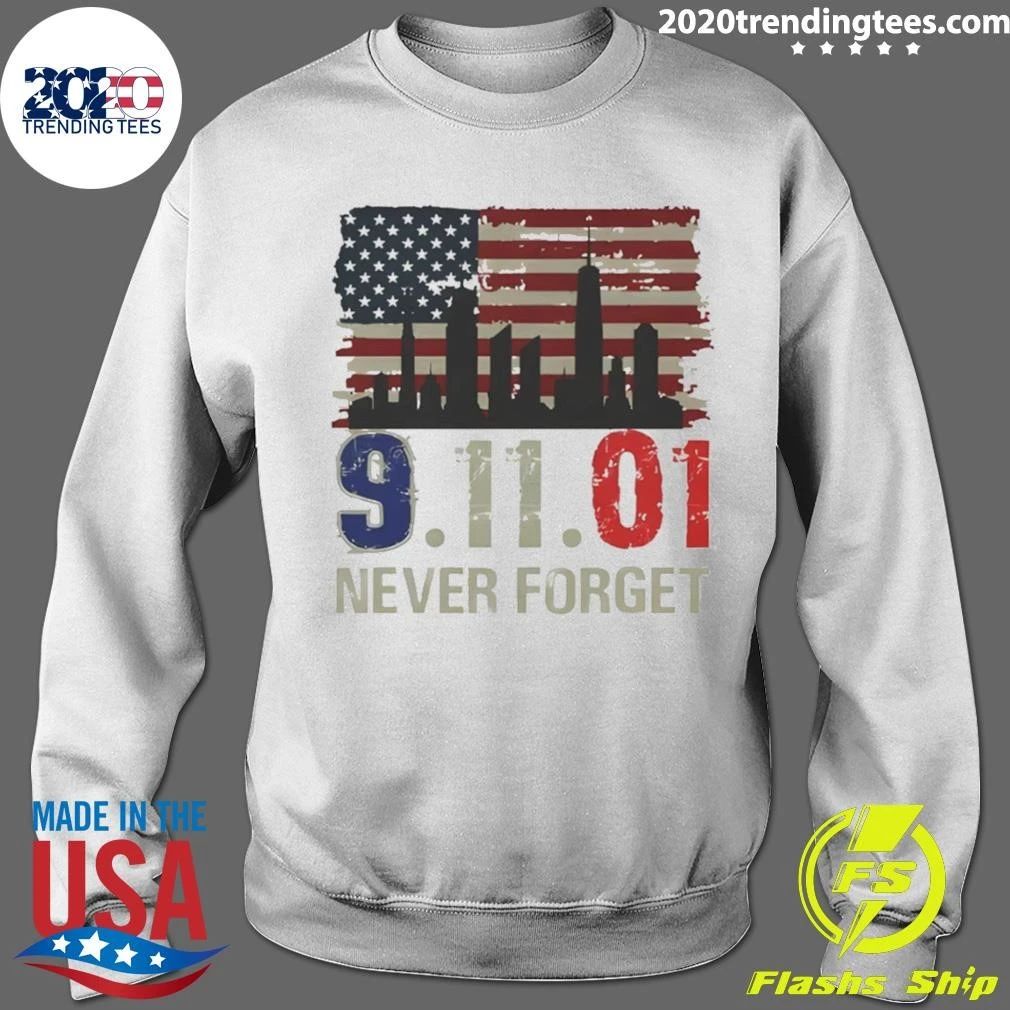 9.11.01 Never Forget American Flag Memorial Patriot 9 11 Tribute Shirt