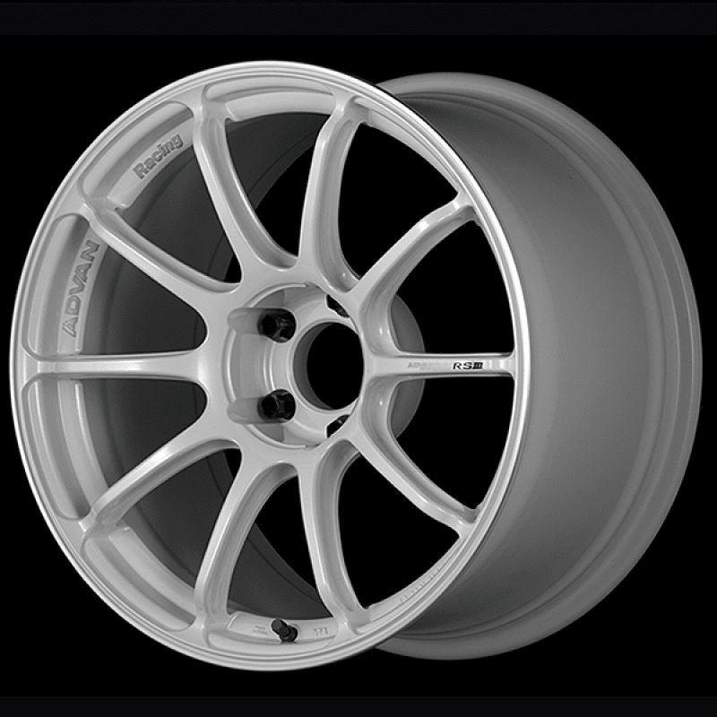Advan RSIII 18×10.5 / +15 Offset / 5×114.3 / 73mm Bore / Racing White Metallic and Ring