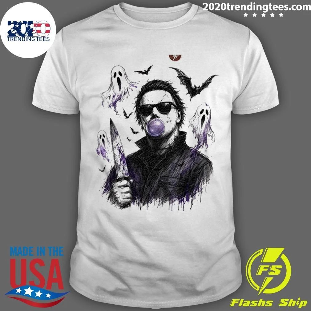 Michael Myers Bubble Gum Slasher Graphic Spooky Season Movie Shirt
