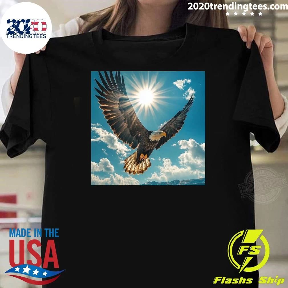 Majestic Bald Eagle Soaring Under the Bright Sun American Eagle in Flight Shirt