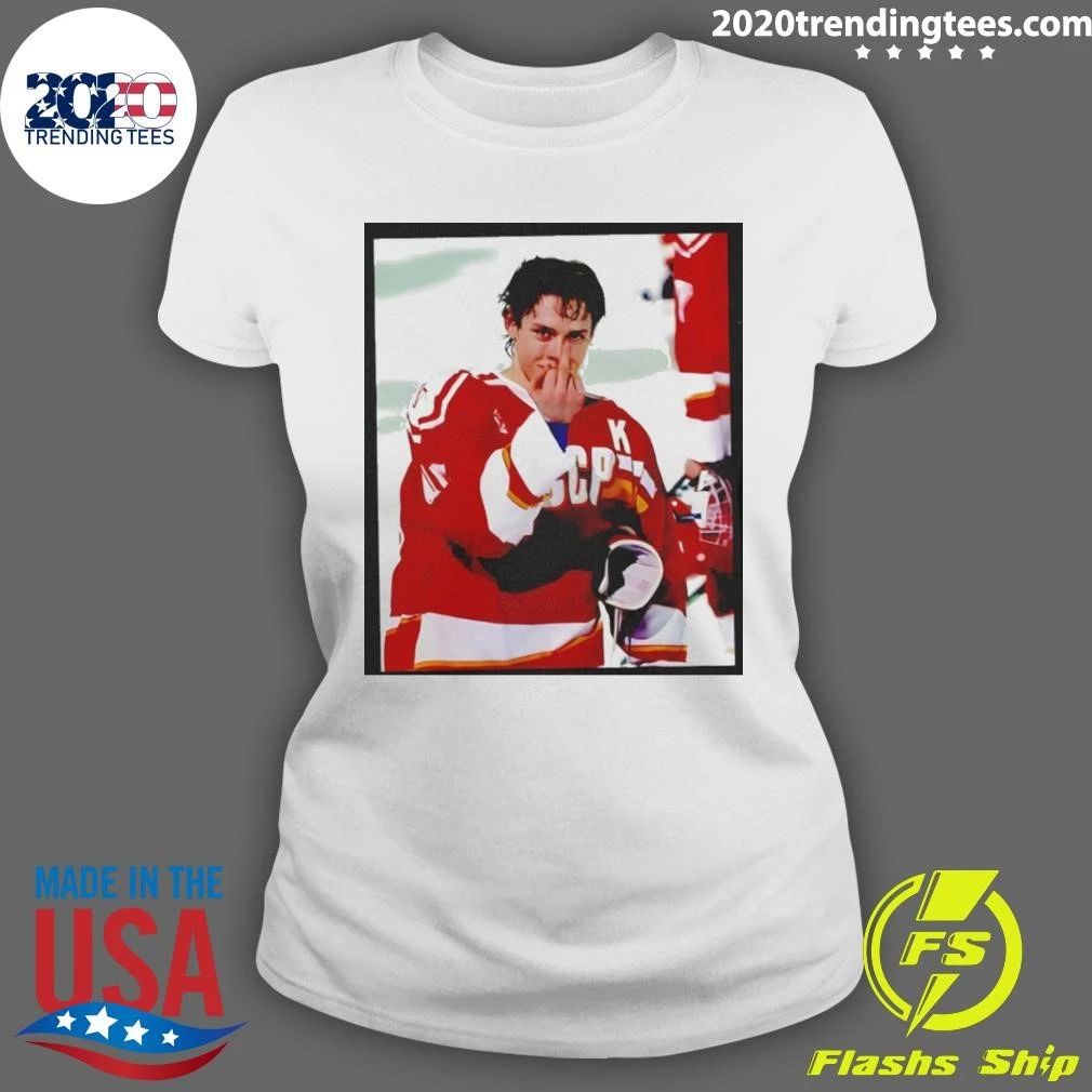 Pavel Bure Soviet Hockey Middle Finger Photo Meme Shirt