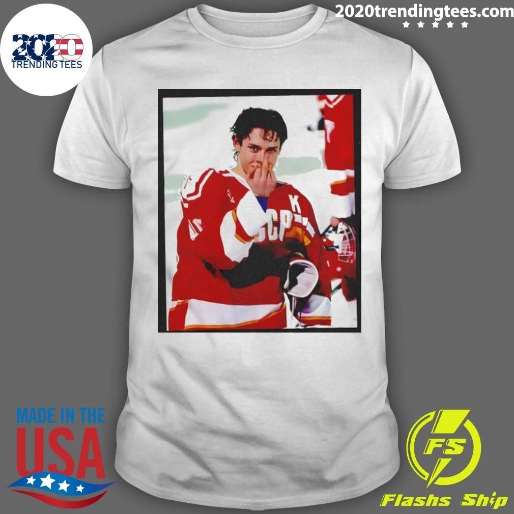Pavel Bure Soviet Hockey Middle Finger Photo Meme Shirt