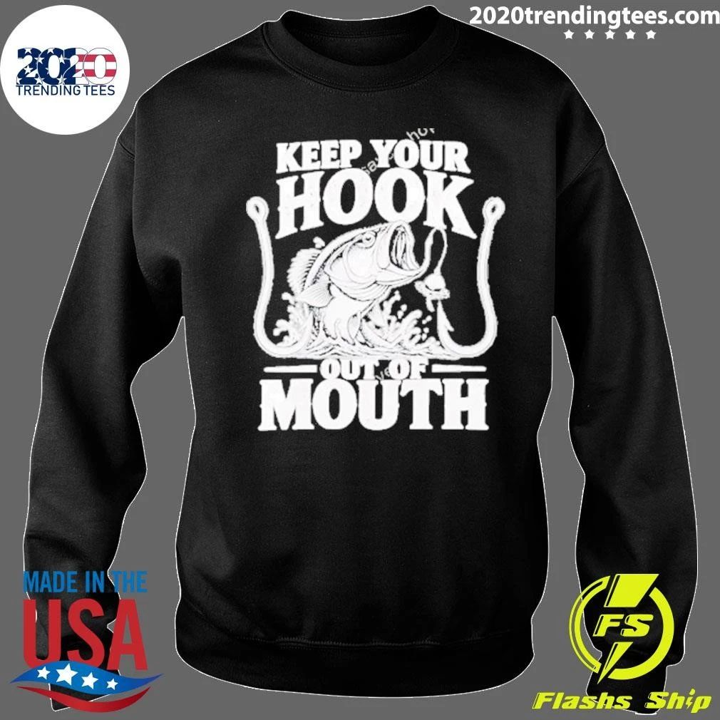 Keep Your Hook Out Of Mouth Bass Water Splash Large Angling Line Art Distressed Shirt