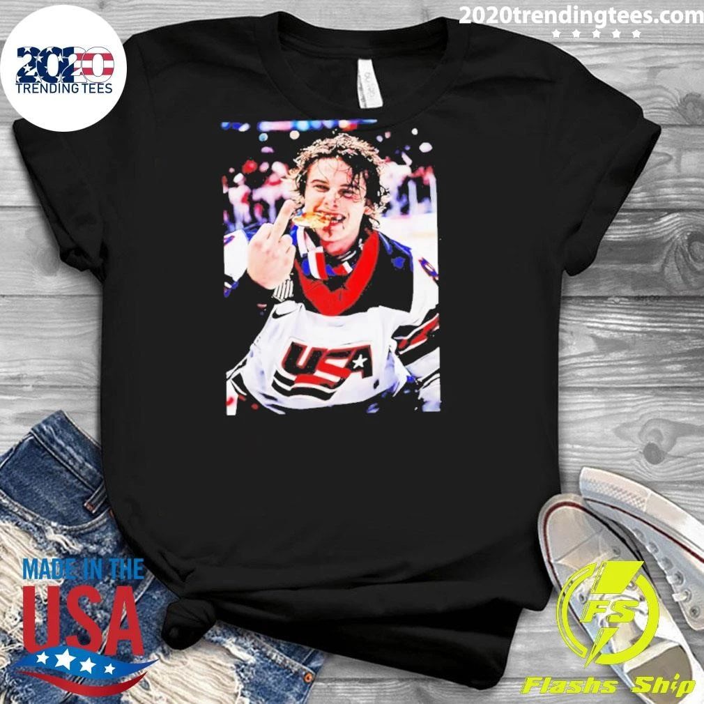 Jack Hughes Usa Hockey Middle Finger And Trophy Shirt