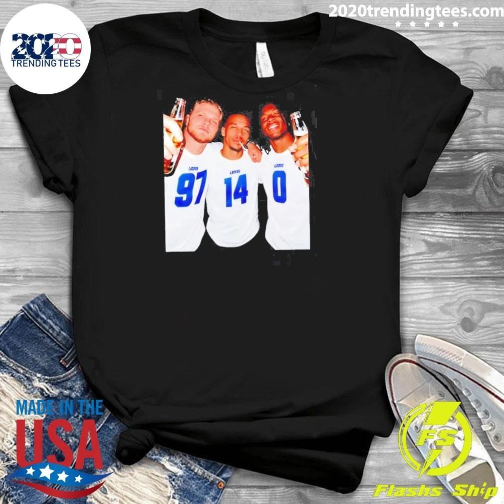 Aidan Hutchinson Amon-Ra St. Brown and Jahmyr Gibbs Detroit Lions Beer and Cigarettes Shirt