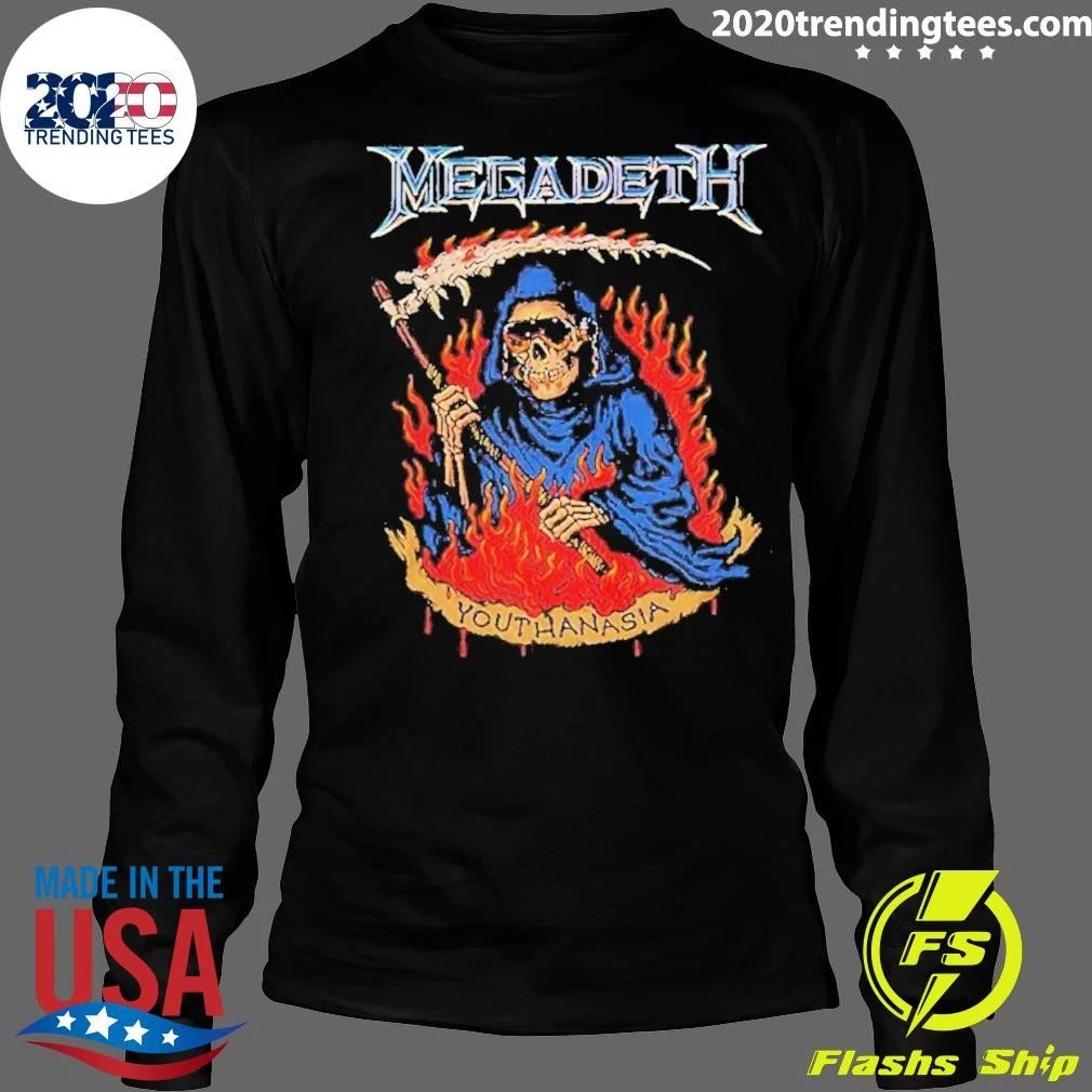 Skeleton Megadeth Youthanasia Flames Shirt