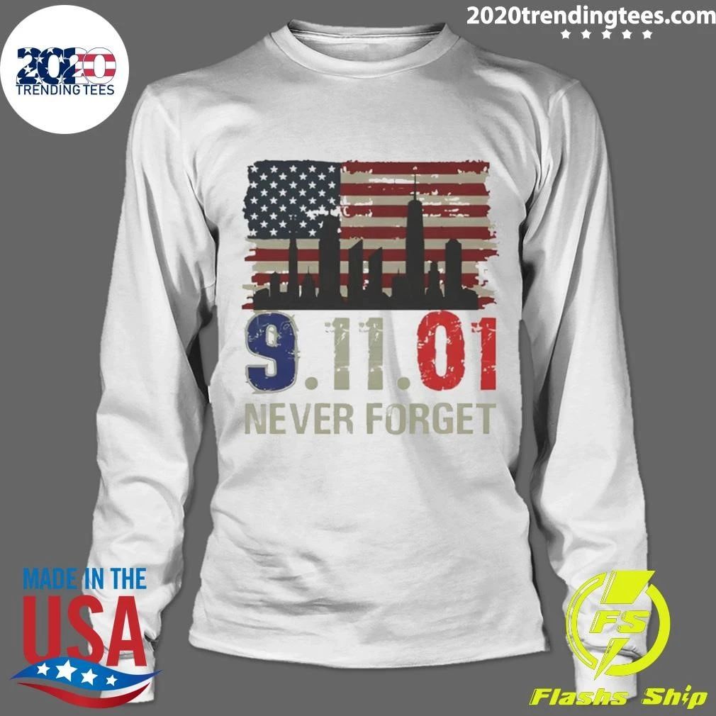9.11.01 Never Forget American Flag Memorial Patriot 9 11 Tribute Shirt