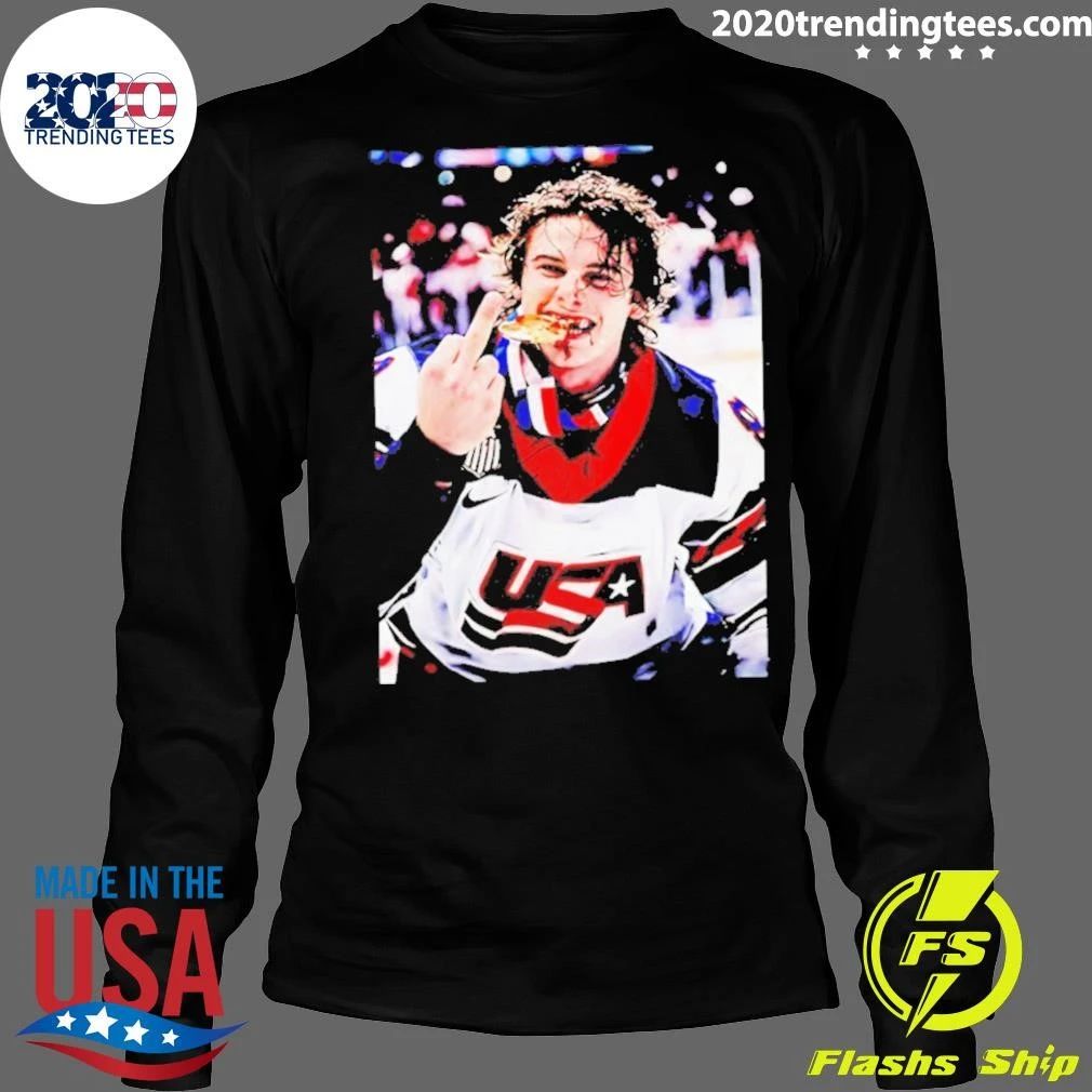 Jack Hughes Usa Hockey Middle Finger And Trophy Shirt