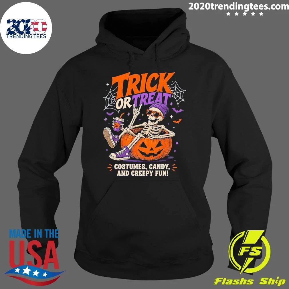 Skeleton Halloween Trick Or Treat Costumes, Candy, and Creepy Fun Shirt