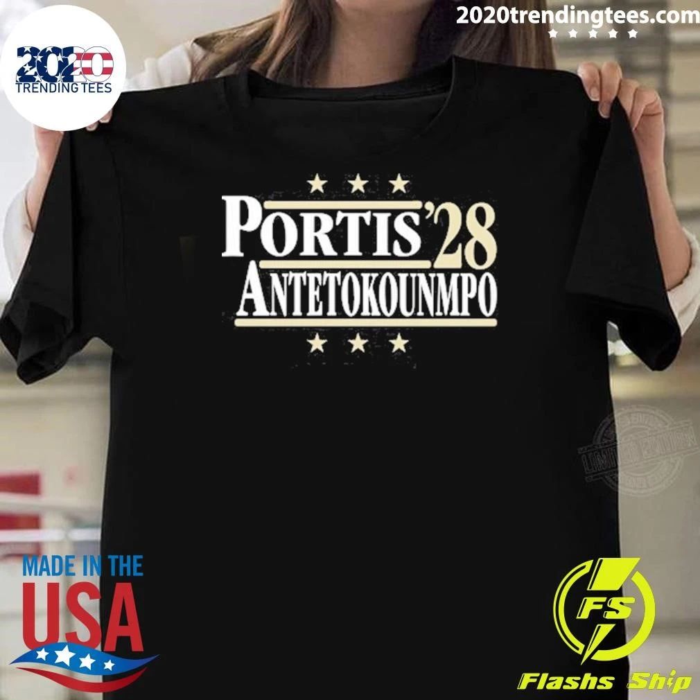 Portis & Antetokounmpo ’28 Political Campaign Parody Basketball Legends For President Fan Shirt