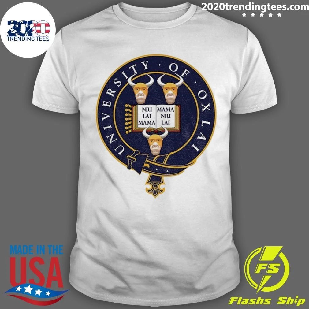 Ox University Coat Of Arms Emblem With Niu Lai Mama Niu Lai Shirt