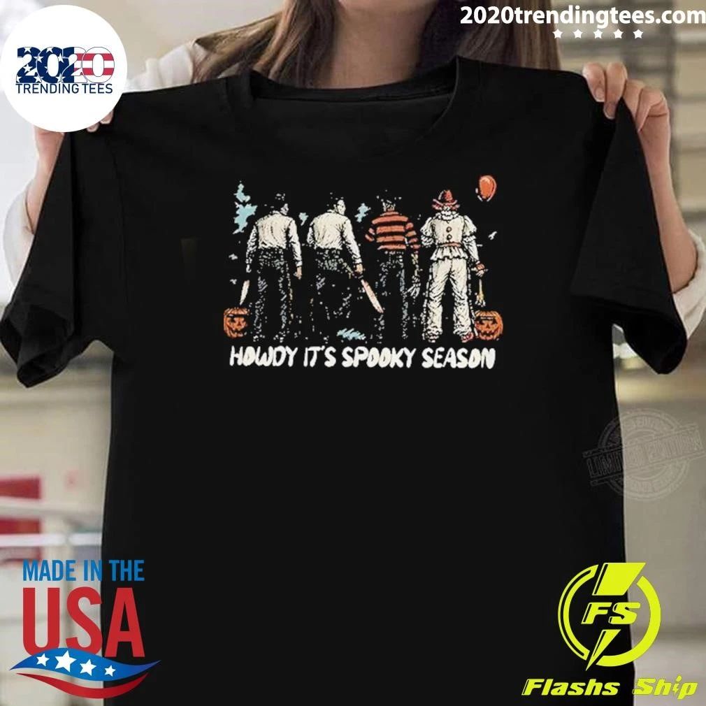 Horror Icons Jason Michael Freddy Pennywise Howdy It’s Spooky Season Shirt