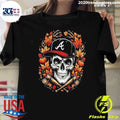 Atlanta Braves Maple Leaves Skull crossed Bats Baseballs Halloween Shirt