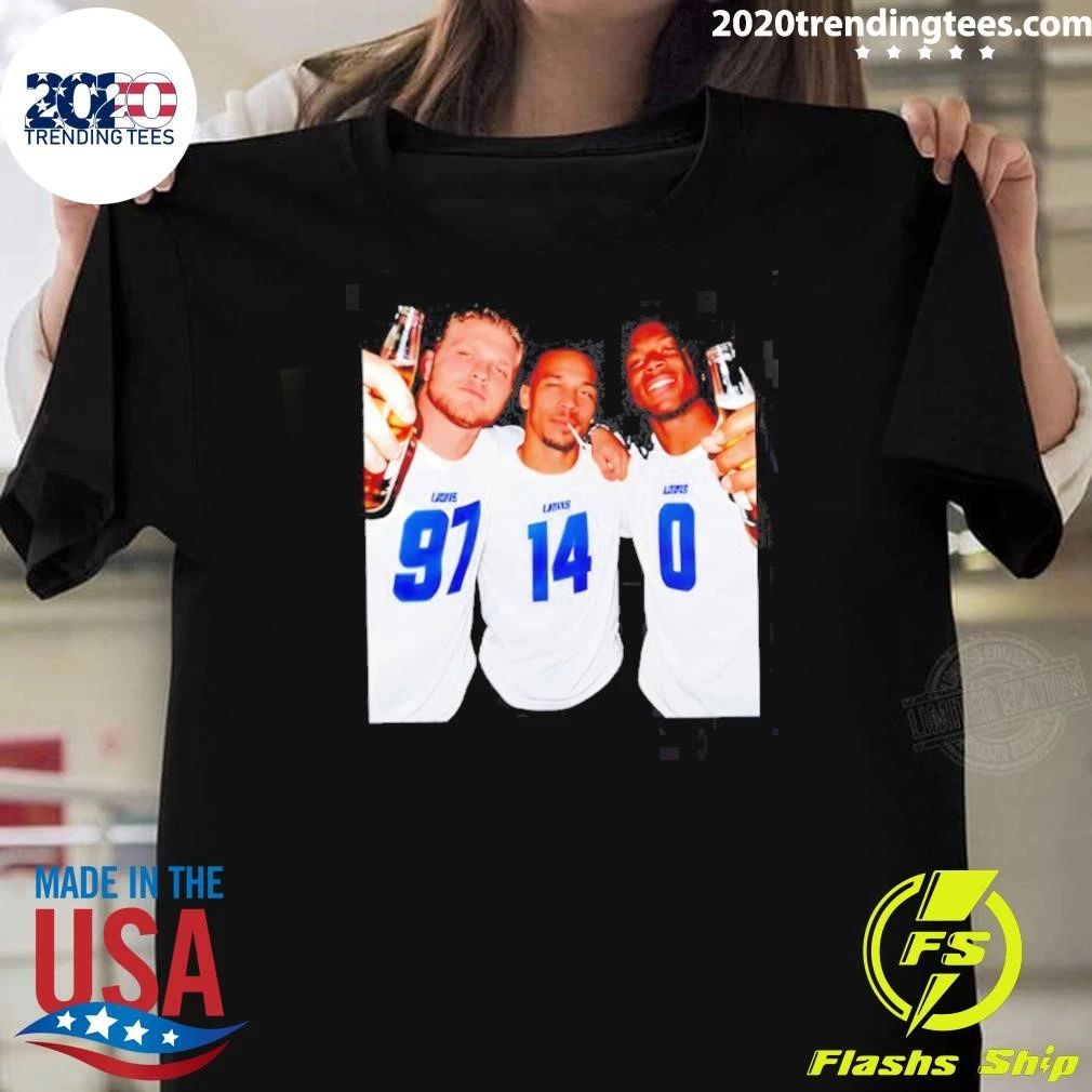 Aidan Hutchinson Amon-Ra St. Brown and Jahmyr Gibbs Detroit Lions Beer and Cigarettes Shirt