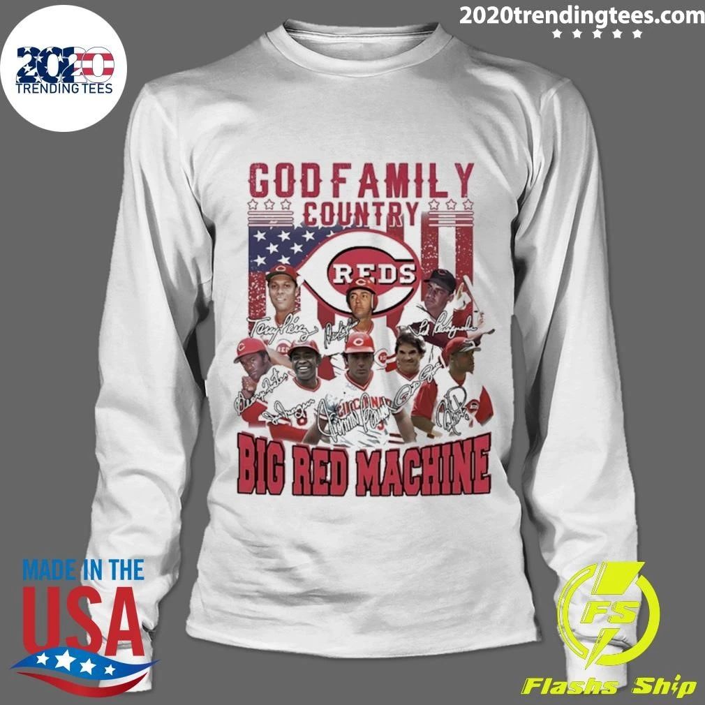 Cincinnati Reds God Family Country Big Red Machine Signatures Shirt
