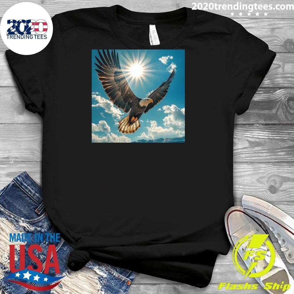 Majestic Bald Eagle Soaring Under the Bright Sun American Eagle in Flight Shirt