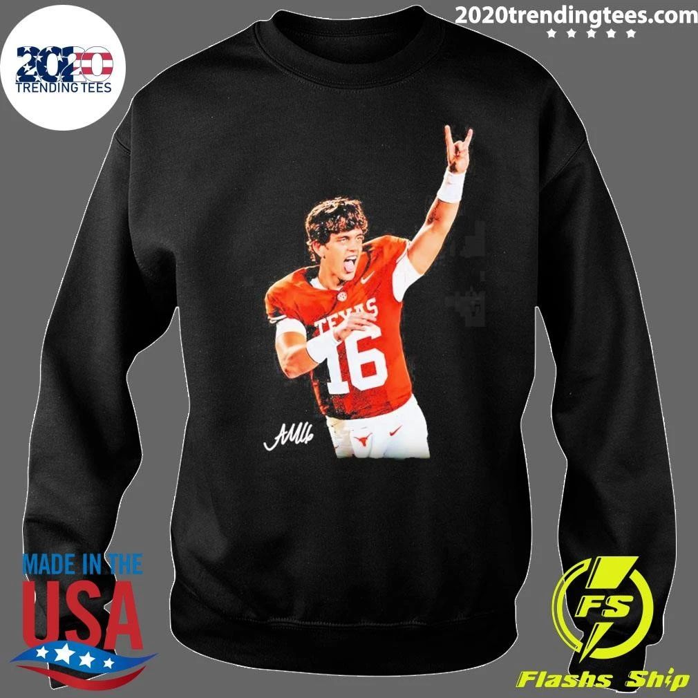 Arch Manning Texas Longhorns 16 Rock And Roll Sign Signature Shirt
