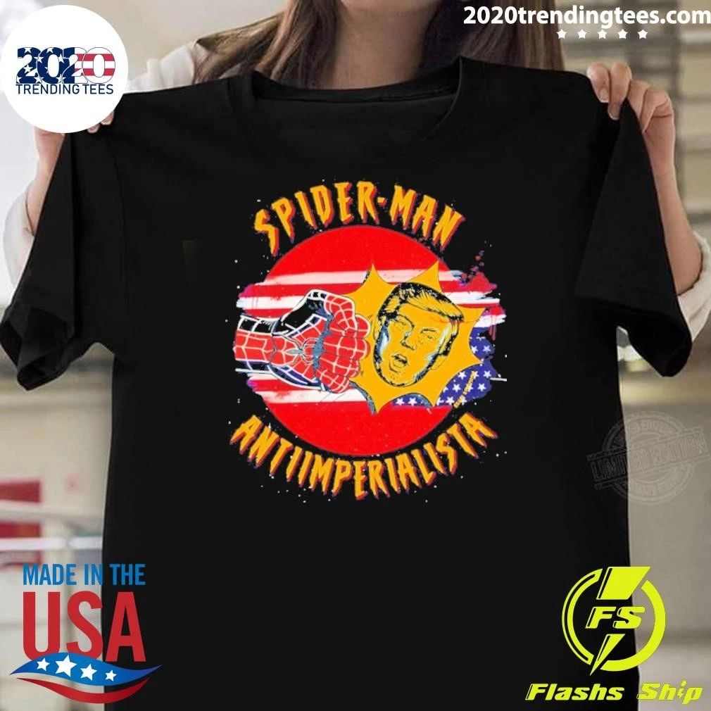 Spiderman Punch Trump Antiimperialista Usa Flag Shirt