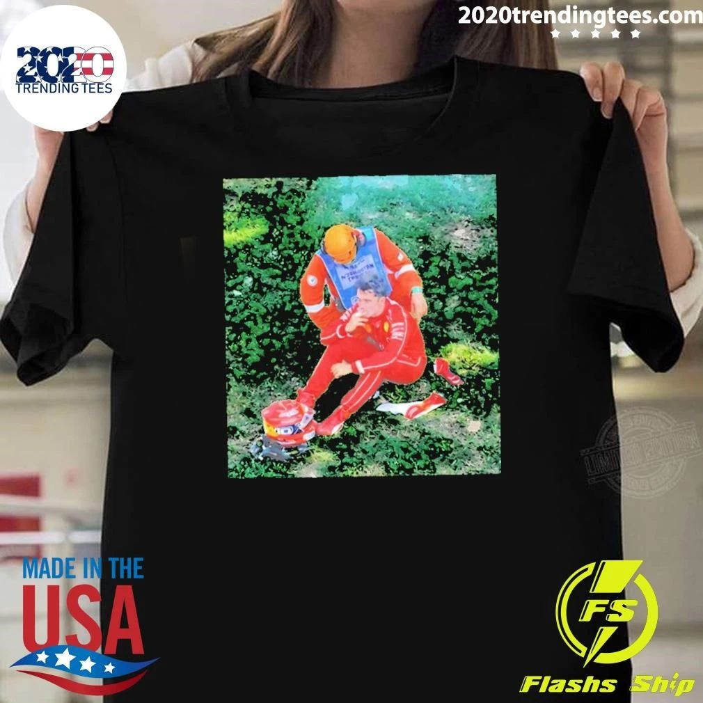 Monza GP Charles Leclerc Crash Smoking Funny Photo Shirt
