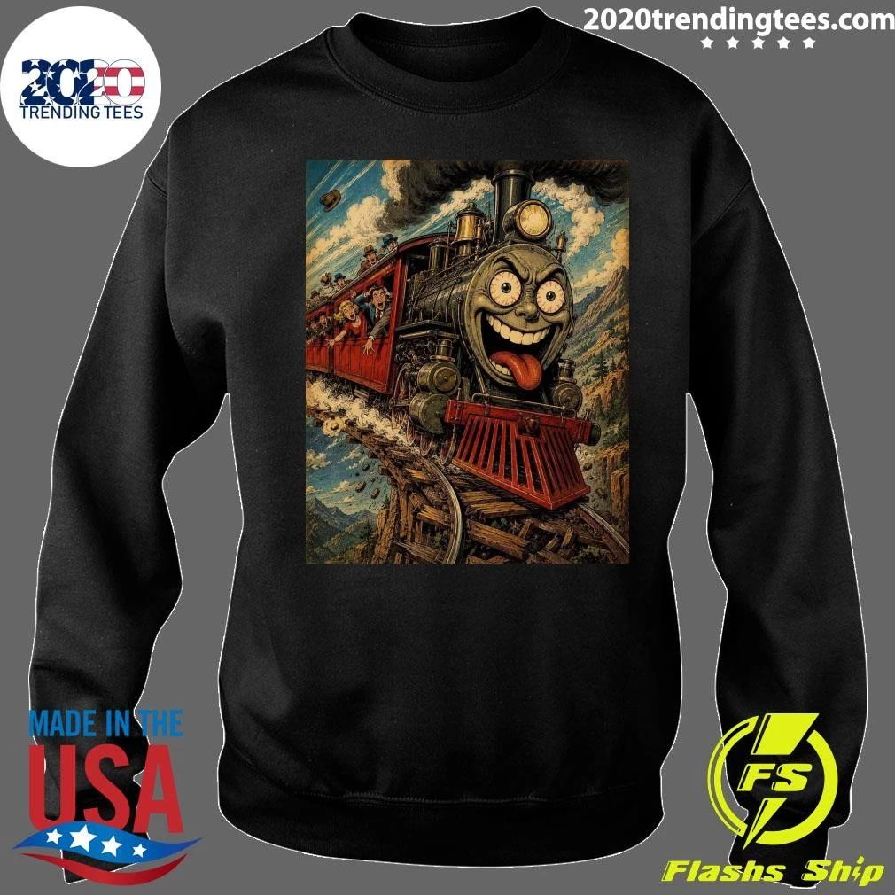 Crazy Steam Locomotive Cartoon Train Mountain Adventure Vintage Retro Shirt
