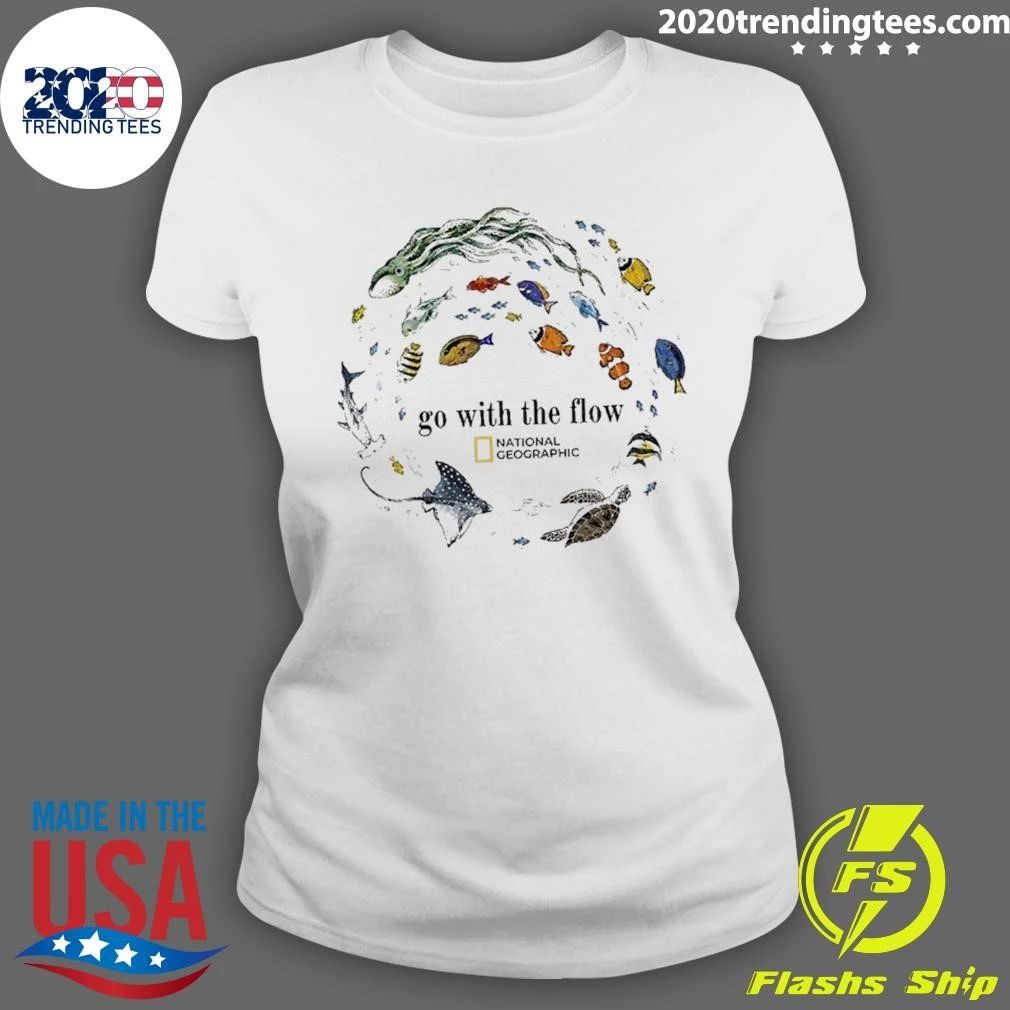 Marine Animals Go With The Flow Sea Turtle Fish Shirt