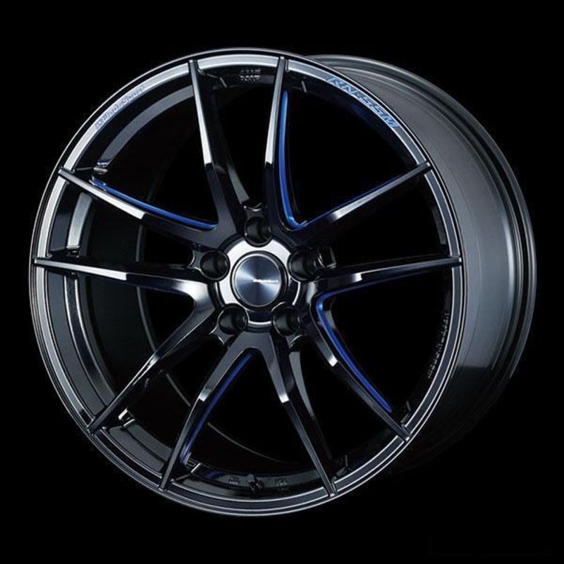 WedsSport RN-55M Gloss Black with Blue Milled Spoke Accents 19×8 | 5×112 (73550)