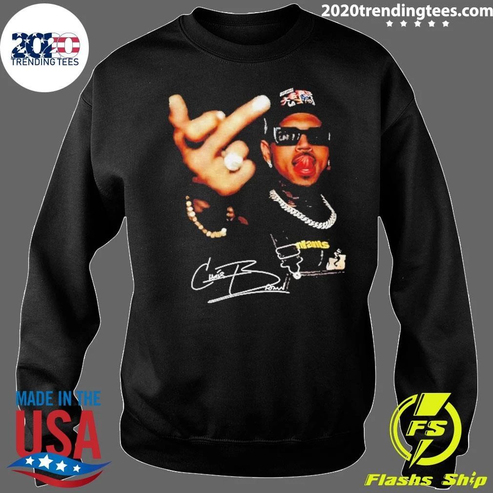 Chris Brown Rap Celebrity Middle Finger Signature Graphic Shirt