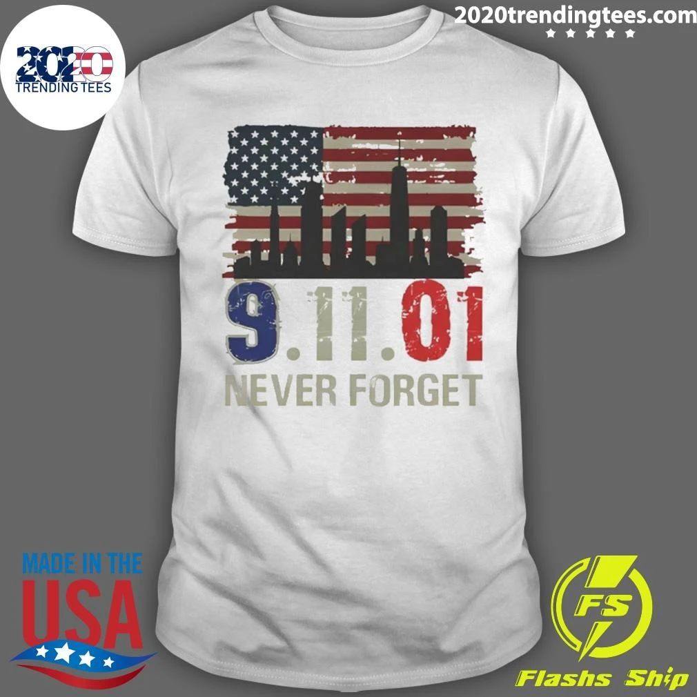 9.11.01 Never Forget American Flag Memorial Patriot 9 11 Tribute Shirt