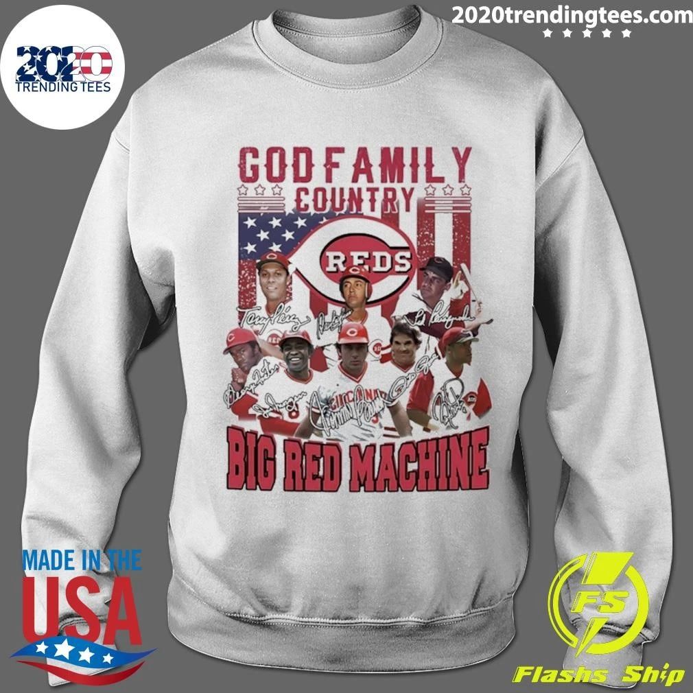 Cincinnati Reds God Family Country Big Red Machine Signatures Shirt
