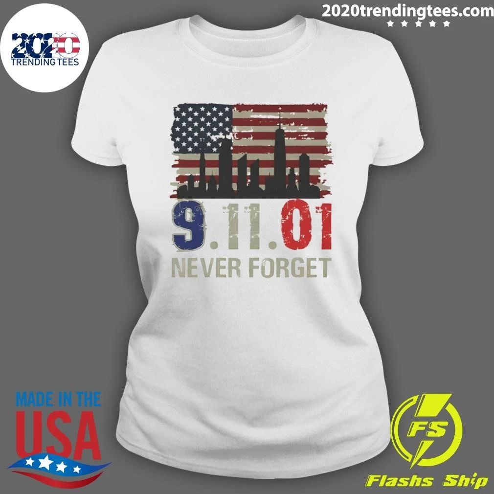 9.11.01 Never Forget American Flag Memorial Patriot 9 11 Tribute Shirt