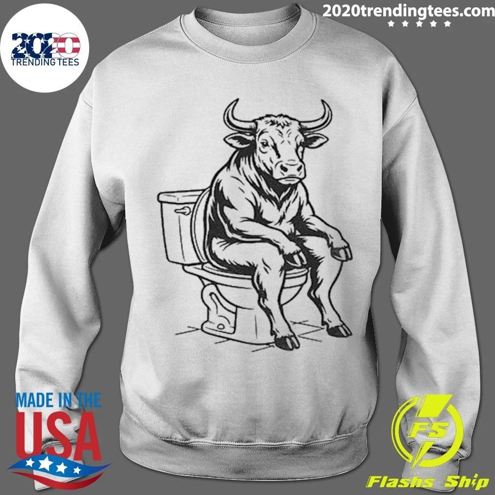 Bull Sitting On Toilet Bull Shit Funny Shirt